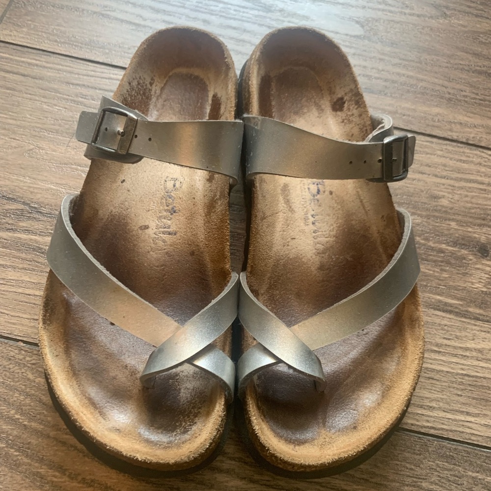 Birkenstock Silver Sandals with Adjustable Straps